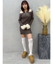 フェザーコンビニットミニワンピース