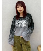 ロゴシャギーニットトップス