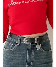 メタルバックルフェイクレザーベルト