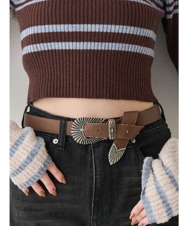 メタルバックルフェイクレザーベルト