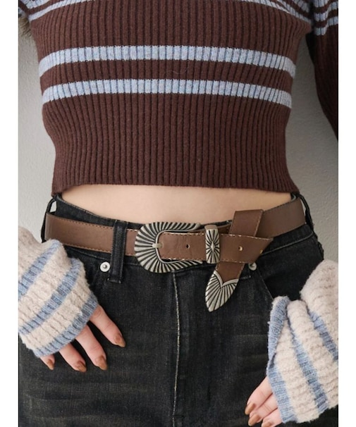 メタルバックルフェイクレザーベルト