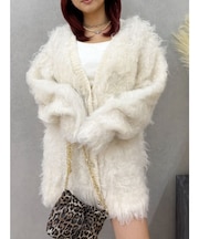 ビジューシャギーニットカーディガン