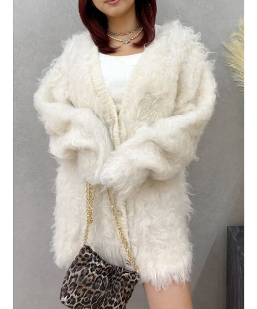 ビジューシャギーニットカーディガン