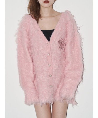 ビジューシャギーニットカーディガン