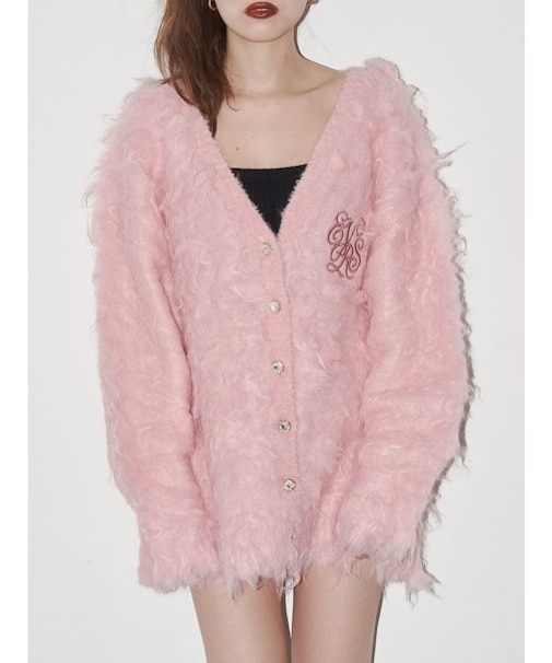 ビジューシャギーニットカーディガン