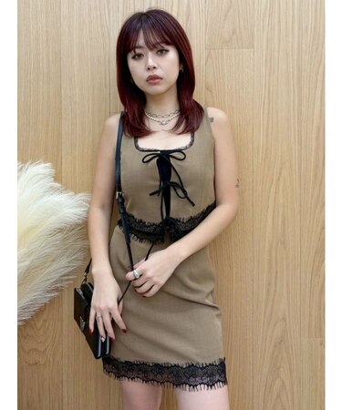 レースアップリボンビスチェ【セットアップ着用可能】