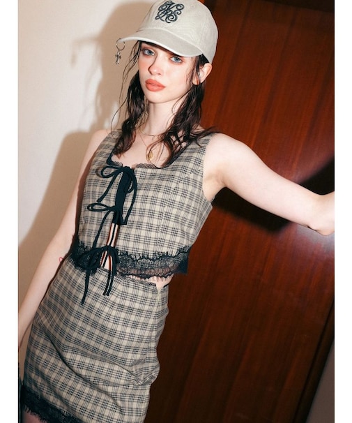 レースアップリボンビスチェ【セットアップ着用可能】