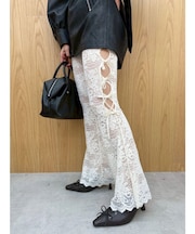 レースリボンフレアレギンス