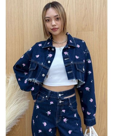 Embroideryデニムブルゾン【セットアップ着用可能】