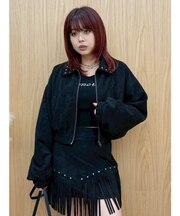 フェイクスウェードボリュームショートブルゾン【セットアップ着用可能】