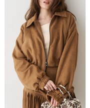 フェイクスウェードボリュームショートブルゾン【セットアップ着用可能】