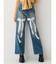 リボンレースワイドデニムパンツ