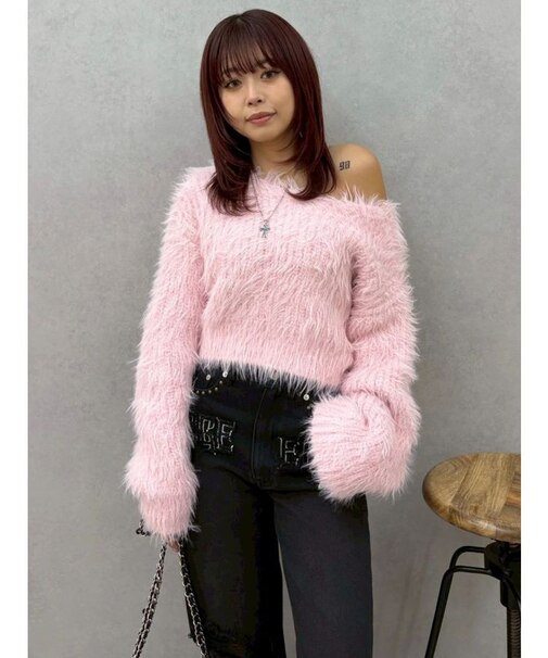 シャギーニットトップス