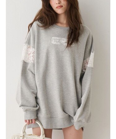 レースEmbroideryスウェットトップス