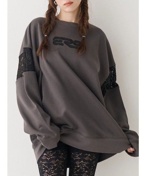 レースEmbroideryスウェットトップス