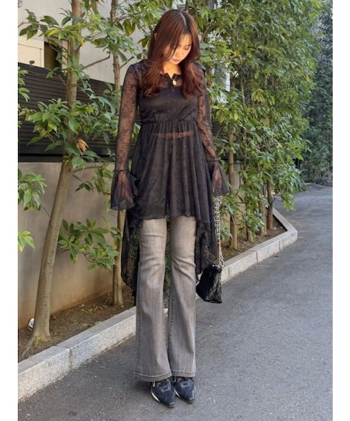 レースイレヘムフーディワンピース