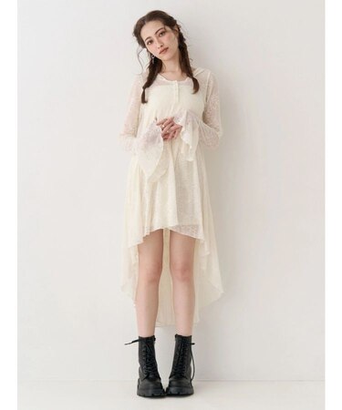 レースイレヘムフーディワンピース