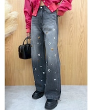 MIX MOTIF ワイドデニムパンツ