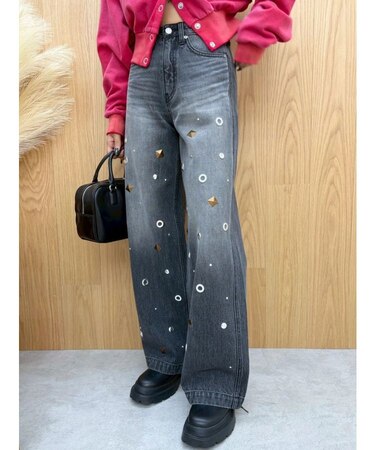 MIX MOTIF ワイドデニムパンツ