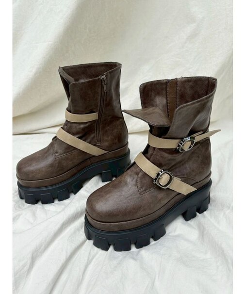 ダブルベルトバックルデザインワークブーツ