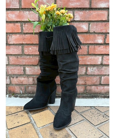 フリンジデザインロングブーツ