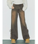 サイドギャザーリボンセミワイドデニムパンツ