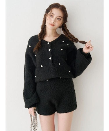 bijouシャギーニットロンパース