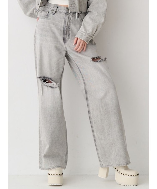 カットアウトワイドデニムパンツ【セットアップ着用可能】