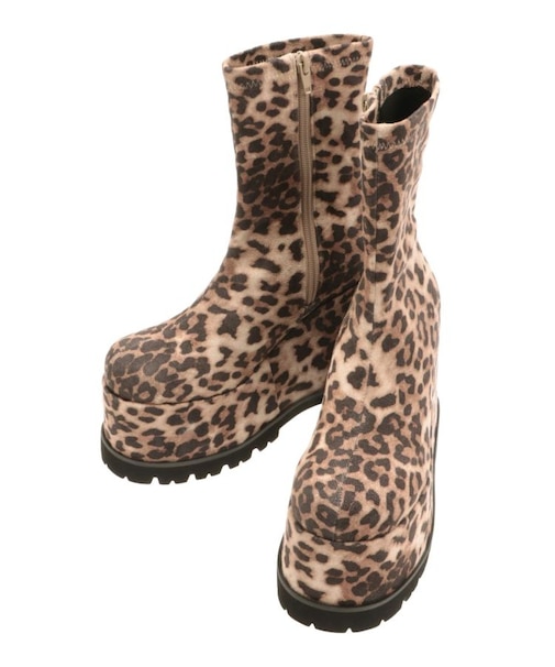 フェイクレザープラットフォームブーツ