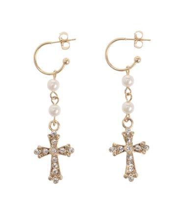 STONE CROSS MOTIF ピアス