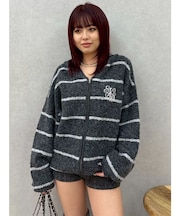 オーバーサイズフードニットトップス【セットアップ着用可能】