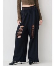 レースドッキングダメージスウェットワイドパンツ【セットアップ着用可能】