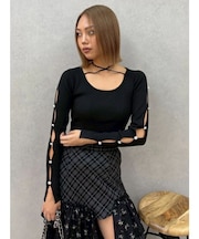 アームビジューニットトップス