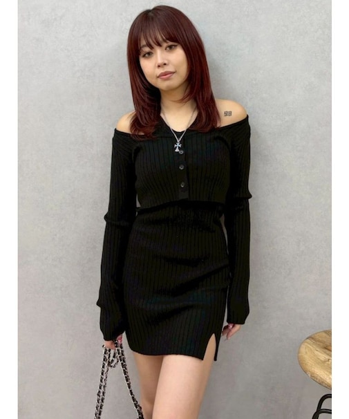レイヤードホルターネックミニワンピース