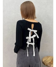 2WAYバックリボンニットトップス