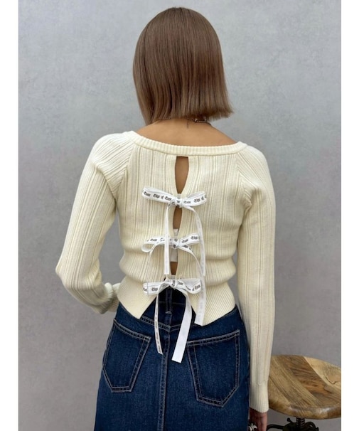 2WAYバックリボンニットトップス