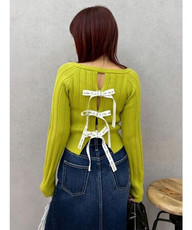 2WAYバックリボンニットトップス