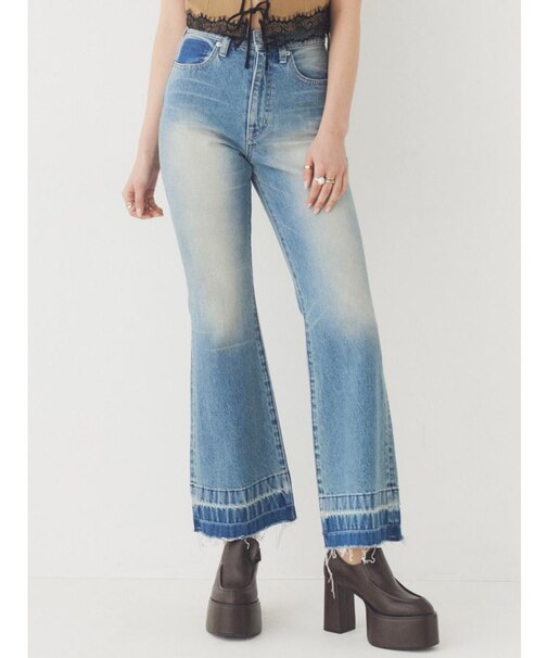 スリムフレアデニムパンツ