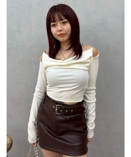 チェーンドレープリブトップス