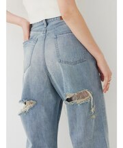 BACKスラッシュレースワイドデニムパンツ