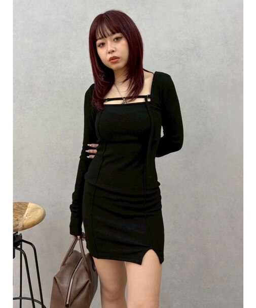 カットタイトミニワンピース