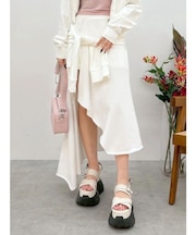 ダメージスウェットアシンメトリーロングスカート【セットアップ着用可能】