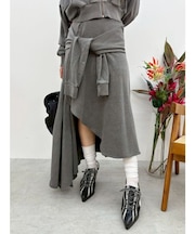 ダメージスウェットアシンメトリーロングスカート【セットアップ着用可能】