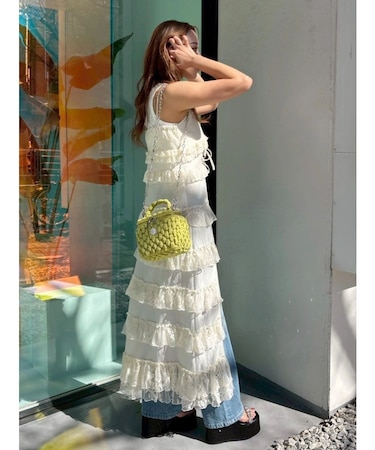レースフリルロングジレ