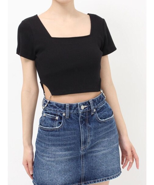 サイドビジューチェーントップス