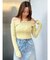 レーストリミングオフショルニットトップス