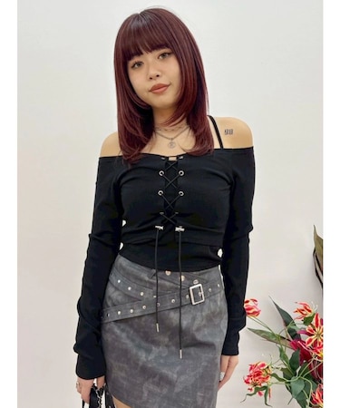 2WAYリブアンサンブルオフショルトップス