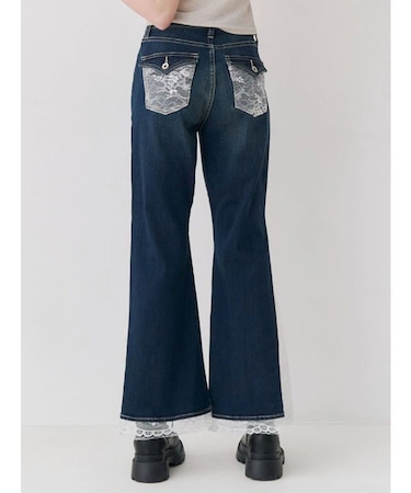 レースドッキングフレアデニムパンツ