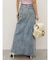 レースグラフィックロングデニムスカート