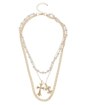 CROSS PEARL CHAIN 3連 ネックレス